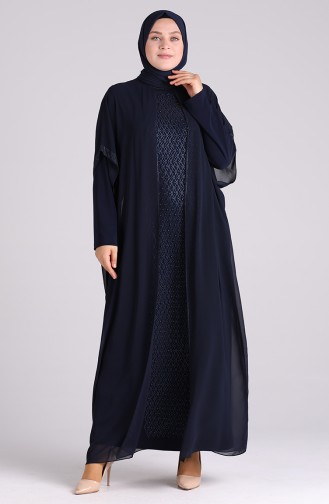 Dunkelblau Hijab-Abendkleider 6330-02