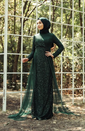 Smaragdgrün Hijab-Abendkleider 5345-02