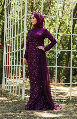 Lila Hijab-Abendkleider 5345-03