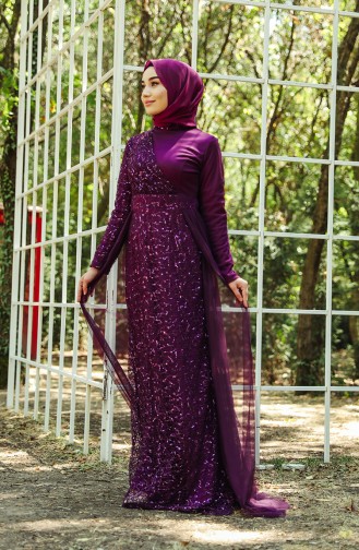 Purple İslamitische Avondjurk 5345-03