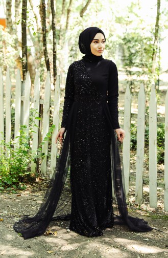 Schwarz Hijab-Abendkleider 5345-06