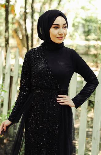 Schwarz Hijab-Abendkleider 5345-06