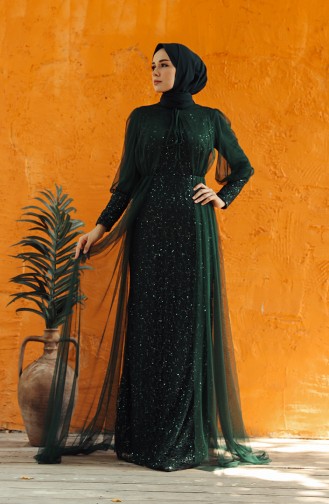 Sequined Evening Dress 5346-07 Emerald Green 5346-07