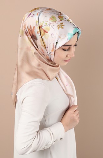 Karaca Sentetik İpek Twill Eşarp 90706-02 Bal köpüğü Yeşil