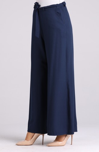 Belted wide-leg Trousers 0129a-01 Navy Blue 0129A-01