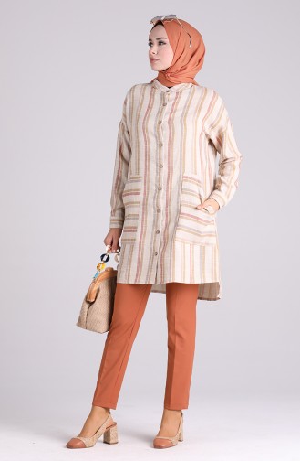 Classic Straight Leg Trousers with Pockets 3301pnt-01 Tobacco 3301PNT-01