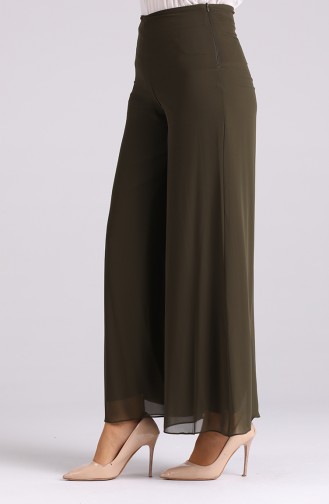 Bol Paça Şifon Pantolon 4002-02 Haki