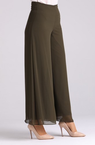 Bol Paça Şifon Pantolon 4002-02 Haki