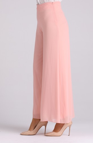 Wide Leg Chiffon Trousers 4002-04 Salmon 4002-04