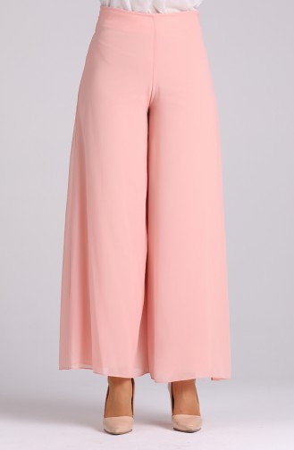 Wide Leg Chiffon Trousers 4002-04 Salmon 4002-04