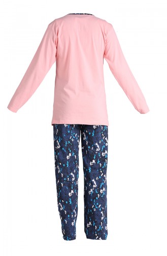 Baskılı Uzun Kol Pijama Takım 2735-04 Somon