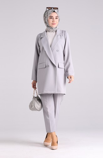 Buttoned Jacket Trousers Double Suit 1054-04 Gray 1054-04