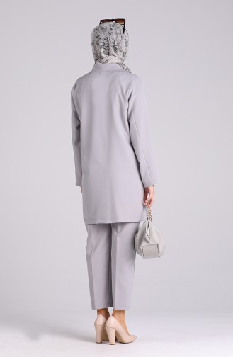 Buttoned Jacket Trousers Double Suit 1054-04 Gray 1054-04