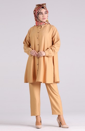 Aerobin Fabric Button Tunic Tunic Trousers Double Suit 1071a-05 Camel 1071A-05