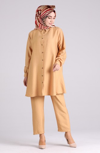 Aerobin Fabric Button Tunic Tunic Trousers Double Suit 1071a-05 Camel 1071A-05