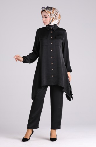 Aerobin Fabric Asymmetric Tunic Trousers Double Suit 1094-03 Black 1094-03