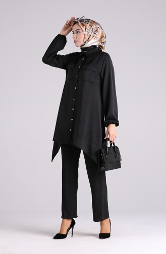 Aerobin Fabric Asymmetric Tunic Trousers Double Suit 1094-03 Black 1094-03