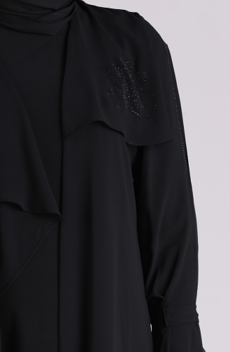 Büyük Beden Taş Baskılı Bluz Ceket İkili Takım 8017A-01 Siyah