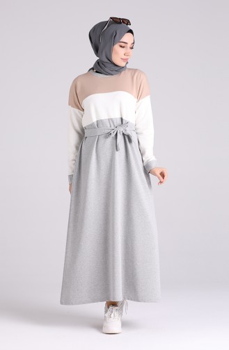 Grau Hijab Kleider 4506-01