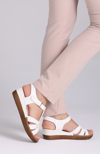 White Summer Sandals 1504-01
