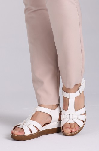 White Summer Sandals 1504-01