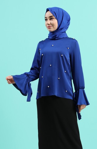 İncili Bluz 1018-03 Saks