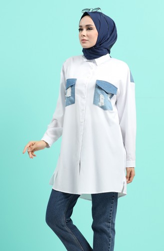 White Overhemdblouse 5001A-01