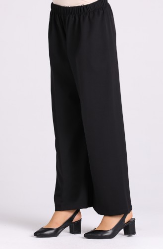 Elastic waist wide Leg Pants 4004-06 Black 4004-06