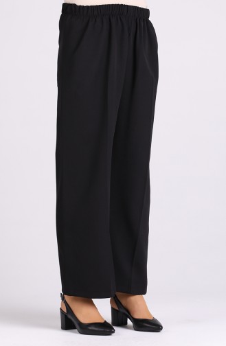 Elastic waist wide Leg Pants 4004-06 Black 4004-06