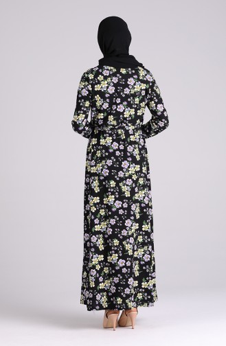 Schwarz Hijab Kleider 5709T-01