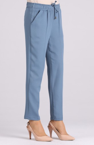 Straight Leg Trousers with Pockets 4006-03 Blue 4006-03