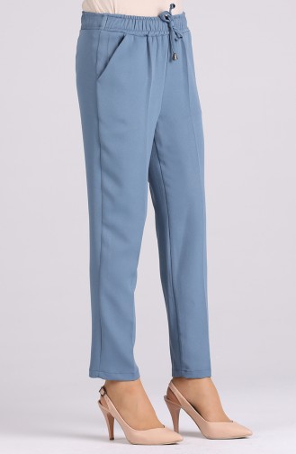 Straight Leg Trousers with Pockets 4006-03 Blue 4006-03