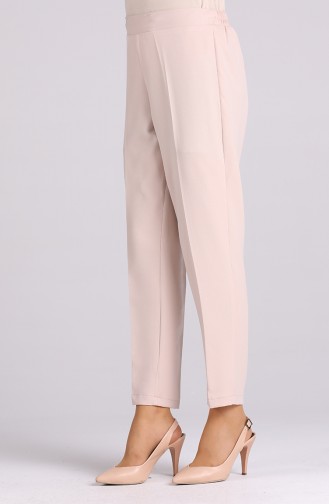 Elastic waist Straight Leg Trousers 4007-04 Beige 4007-04