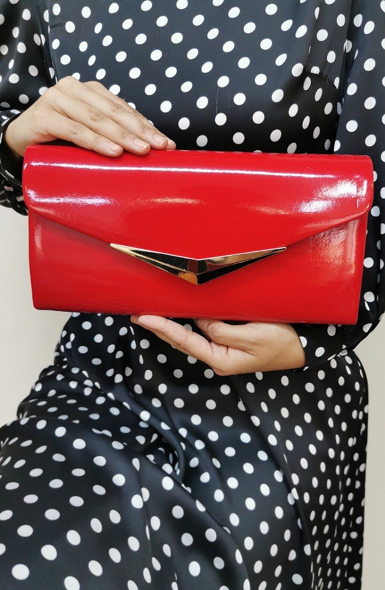 Bayan Clutch Portfoy Rugan Canta 2419103 204 Kirmizi Sefamerve