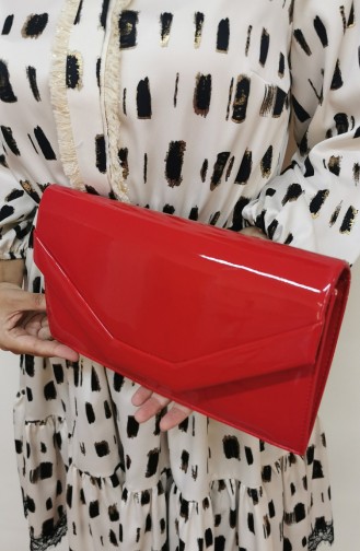 Bayan Clutch Portföy Rugan Çanta 440103-204 Kırmızı