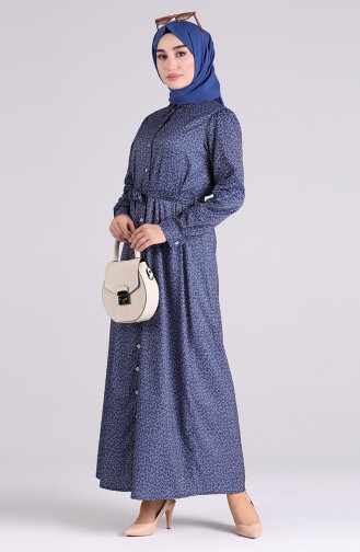 Navy Blue Hijab Dress 1011-01