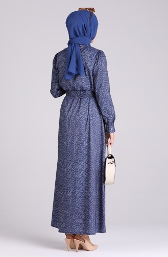 Navy Blue Hijab Dress 1011-01