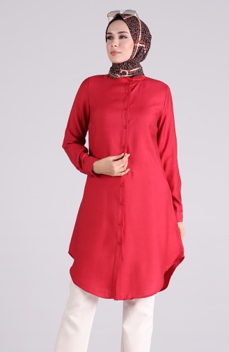 Krinkıl Düğmeli Tunik 6481-05 Bordo