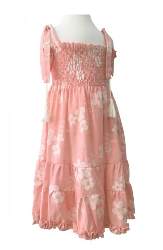 Floral Patterned Girl s Dress H0341 Pink 0341