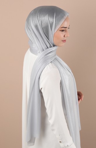Simli Abiye Şal 1136-06 Gümüş Gri