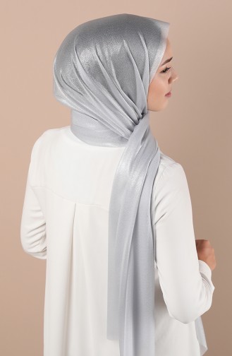 Simli Abiye Şal 1136-06 Gümüş Gri
