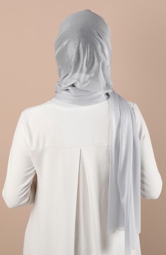 Simli Abiye Şal 1136-06 Gümüş Gri