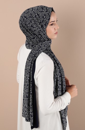 Desenli Penye Şal 1137-02 Lacivert