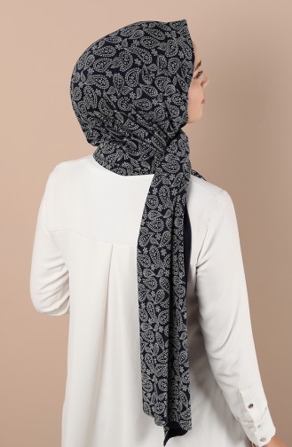 Desenli Penye Şal 1137-02 Lacivert