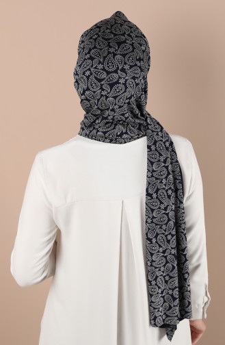 Desenli Penye Şal 1137-02 Lacivert