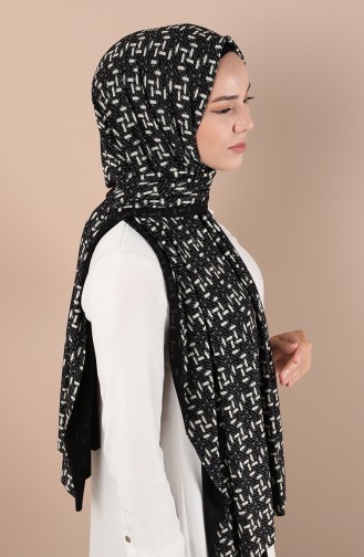 Desenli Penye Şal 1137-F01 Siyah