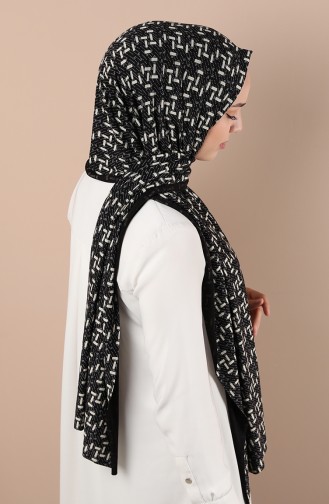 Desenli Penye Şal 1137-F01 Siyah