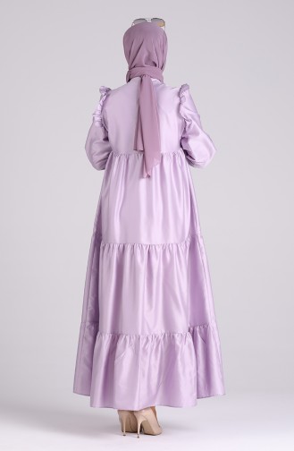 Elastic Sleeve Gathered Dress 3100-03 Lilac 3100-03