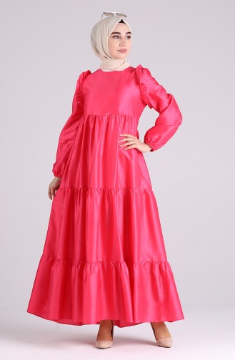 Elastic Sleeve Gathered Dress 3100-04 Coral 3100-04