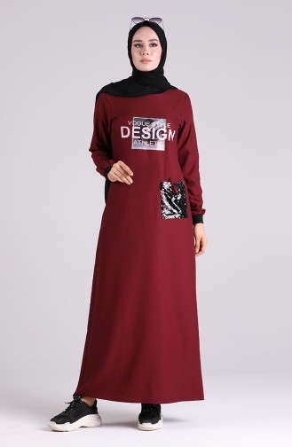 Claret Red Hijab Dress 0400-01